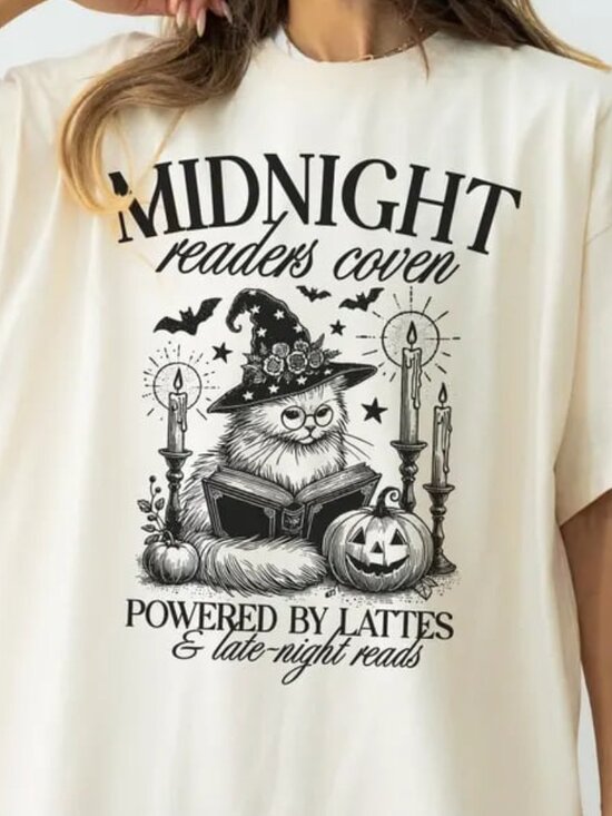 Tops - Funny Cat Halloween Shirt, Reading Shirt, Book Lover Shirt